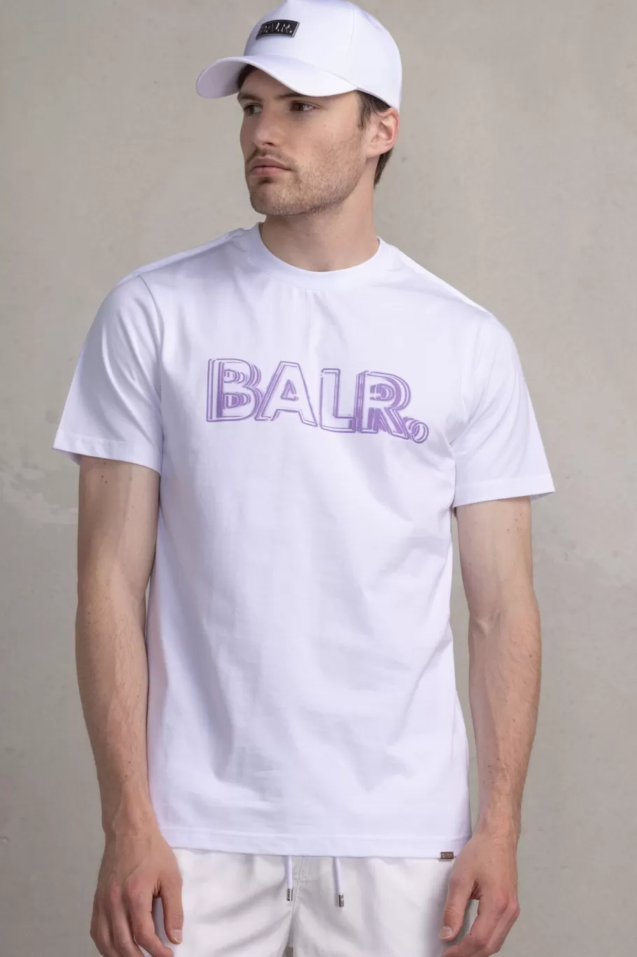 BALR. T-Shirts | Olaf Straight Neon Brand T-Shirt Bright White/Paisley Purple