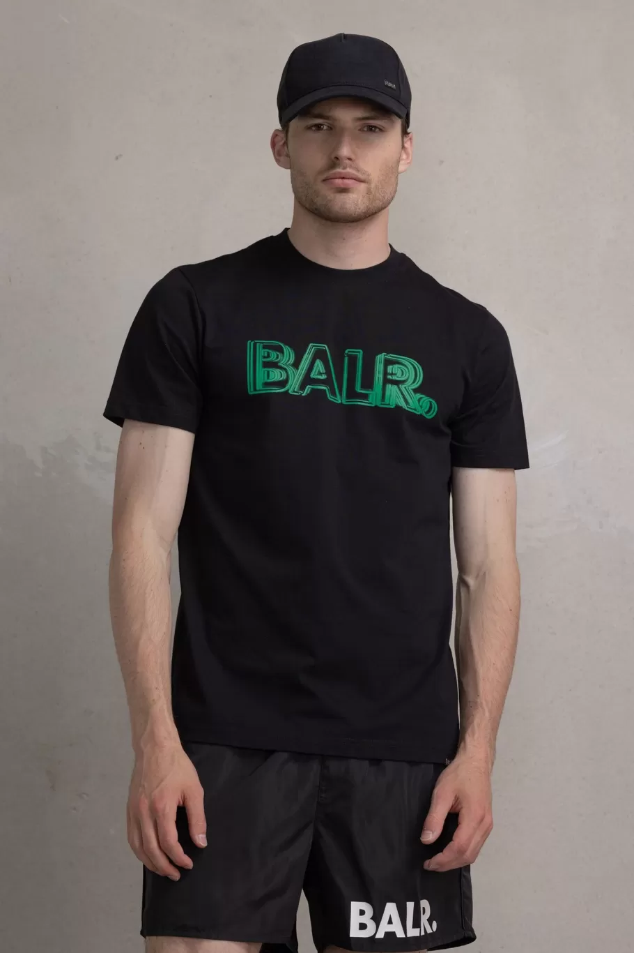 BALR. T-Shirts | Olaf Straight Neon Brand T-Shirt Jet Black/Putting Green